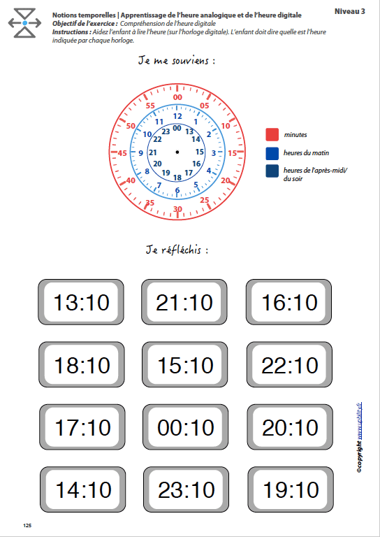 L’ORIENTATION TEMPORELLE | Apprentissage de l’heure analogique et de l’heure digitale - Image 6
